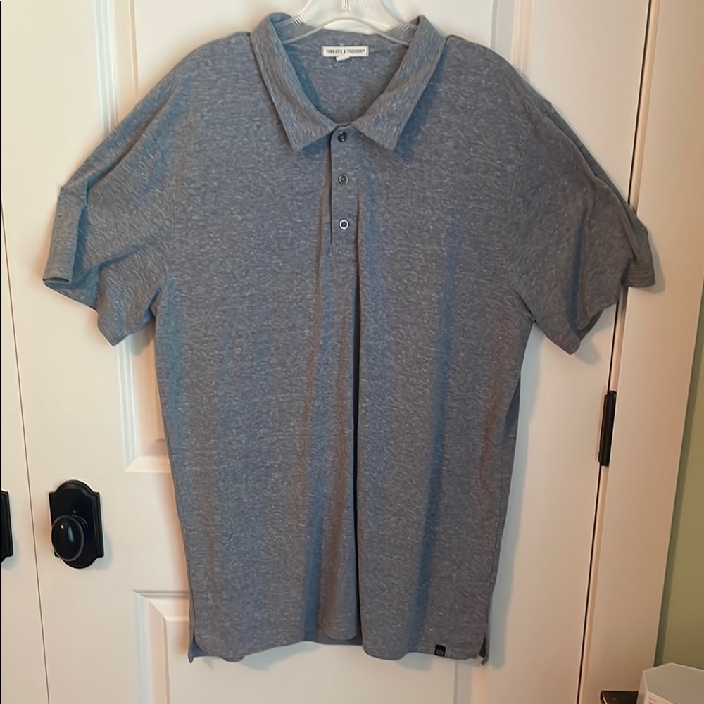 Men's Gray Knit Polo Shirt